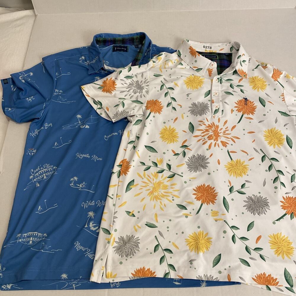William Murray Men’s Lot of 2 Print Golf Polo Short Sleeve Shirts Size Medium